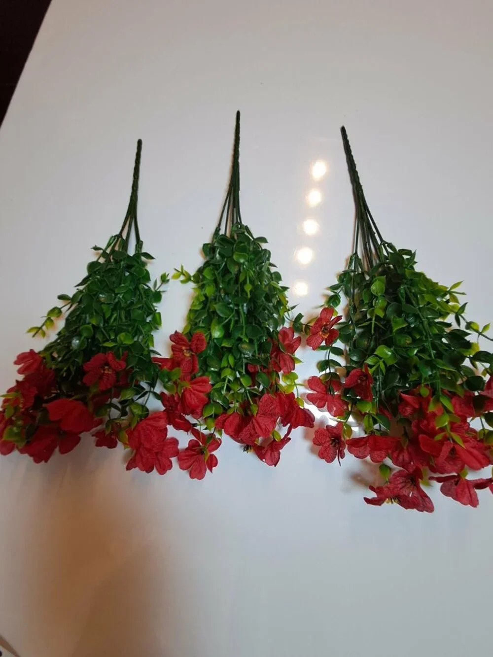 3 Pc Dark Red Artificial Flowers Bouquet Floral Home Decor